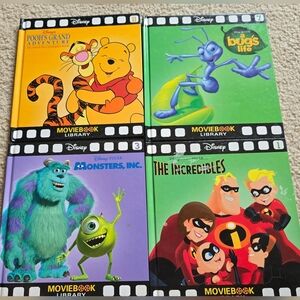 🌈 LOT OF 4 Disney Moviebook Library Set for Kids